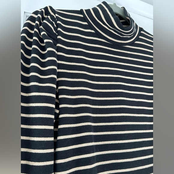 J. Crew Black & Gold Striped Mockneck - Picture 2 of 7